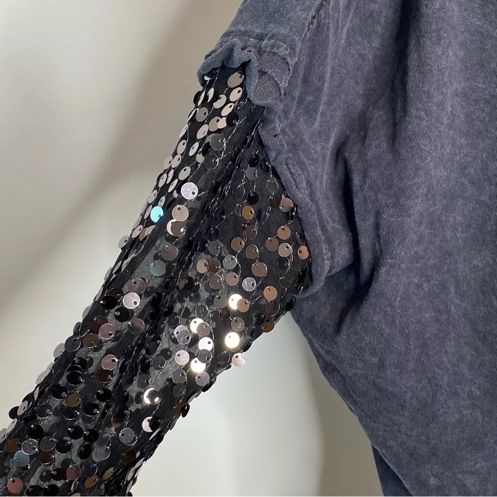 Free People Sequin Sleeve Celine Tee